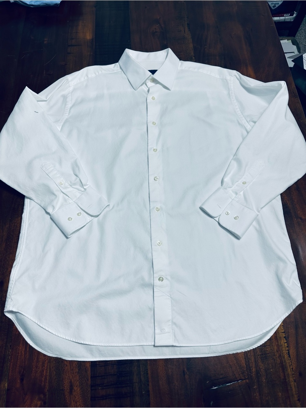 David Donahue White Men's Dress Shirt - Classic Point Collar